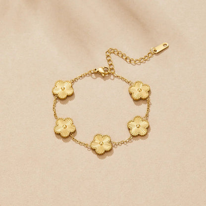 Golden Clover Flower Bracelet - Nithin's Garage