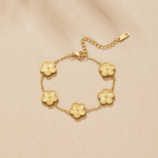Golden Clover Flower Bracelet - Nithin's Garage