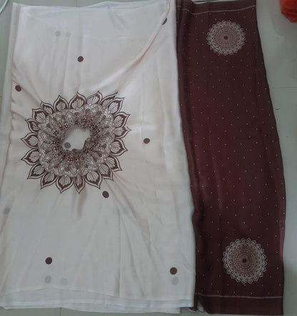 Satin Silk Printed Kaftan Saree With Unstitched Blouse - Nithin's Garage