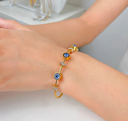 Golden Evil Eye Cable Bracelet - Nithin's Garage