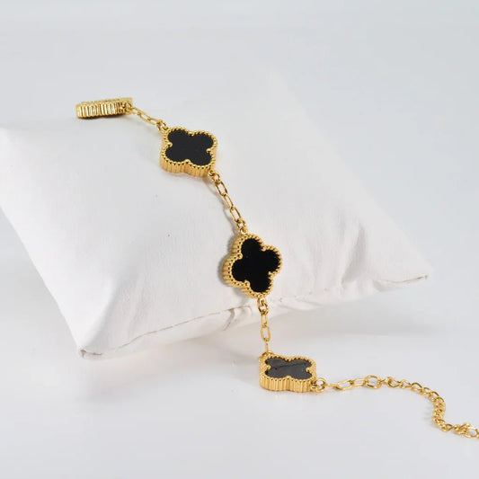 Black Four Leaf Clover Bracelet - Nithin's Garage
