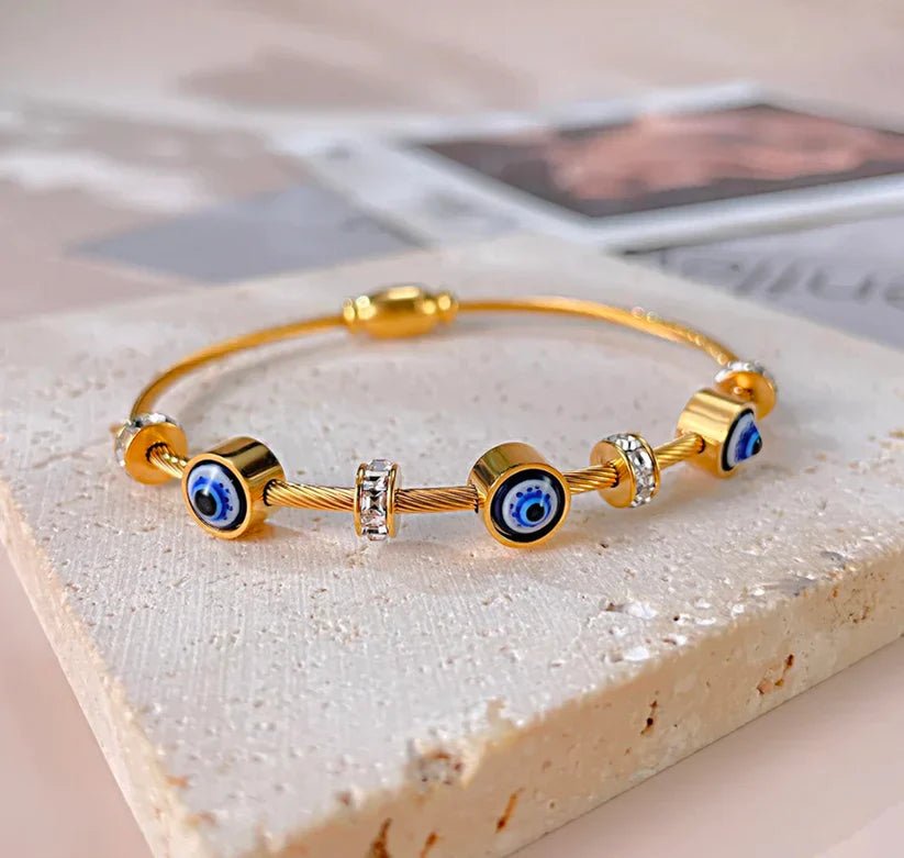 Golden Evil Eye Cable Bracelet - Nithin's Garage
