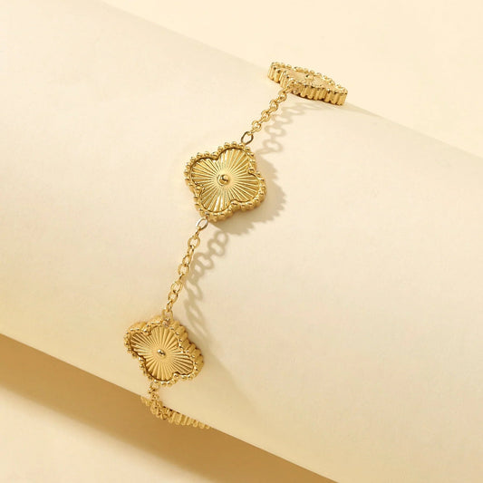 Golden Clover Flower Bracelet - Nithin's Garage