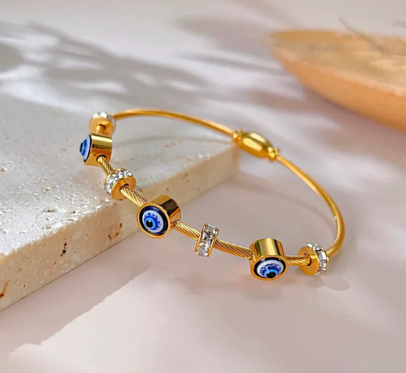 Golden Evil Eye Cable Bracelet - Nithin's Garage