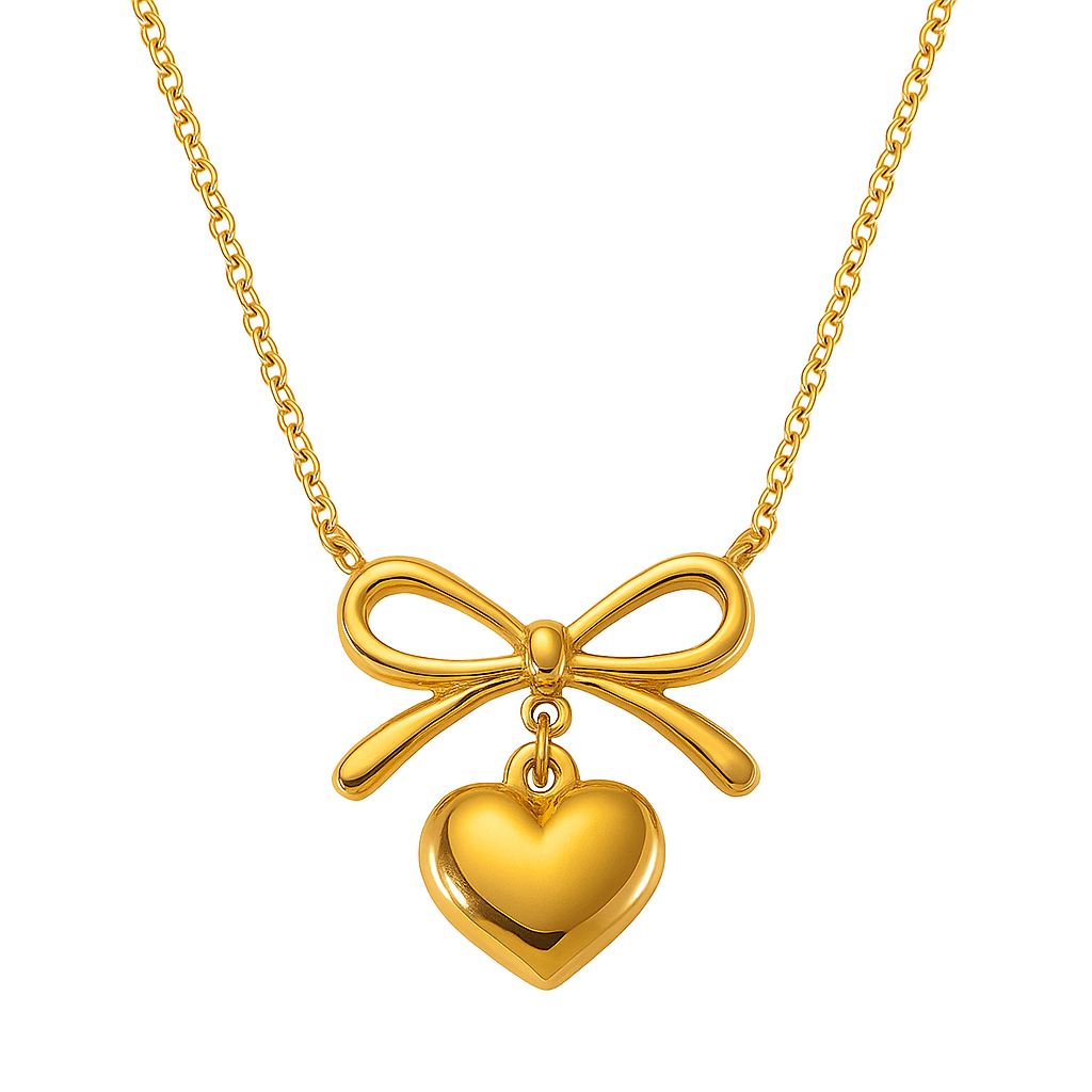 Bow Heart Pendant Necklace – Dainty Cute Pendant Jewelry Gift - Nithin's Garage