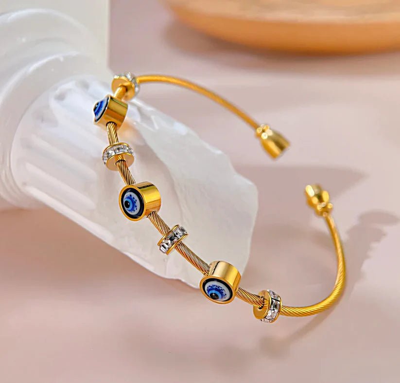 Golden Evil Eye Cable Bracelet - Nithin's Garage