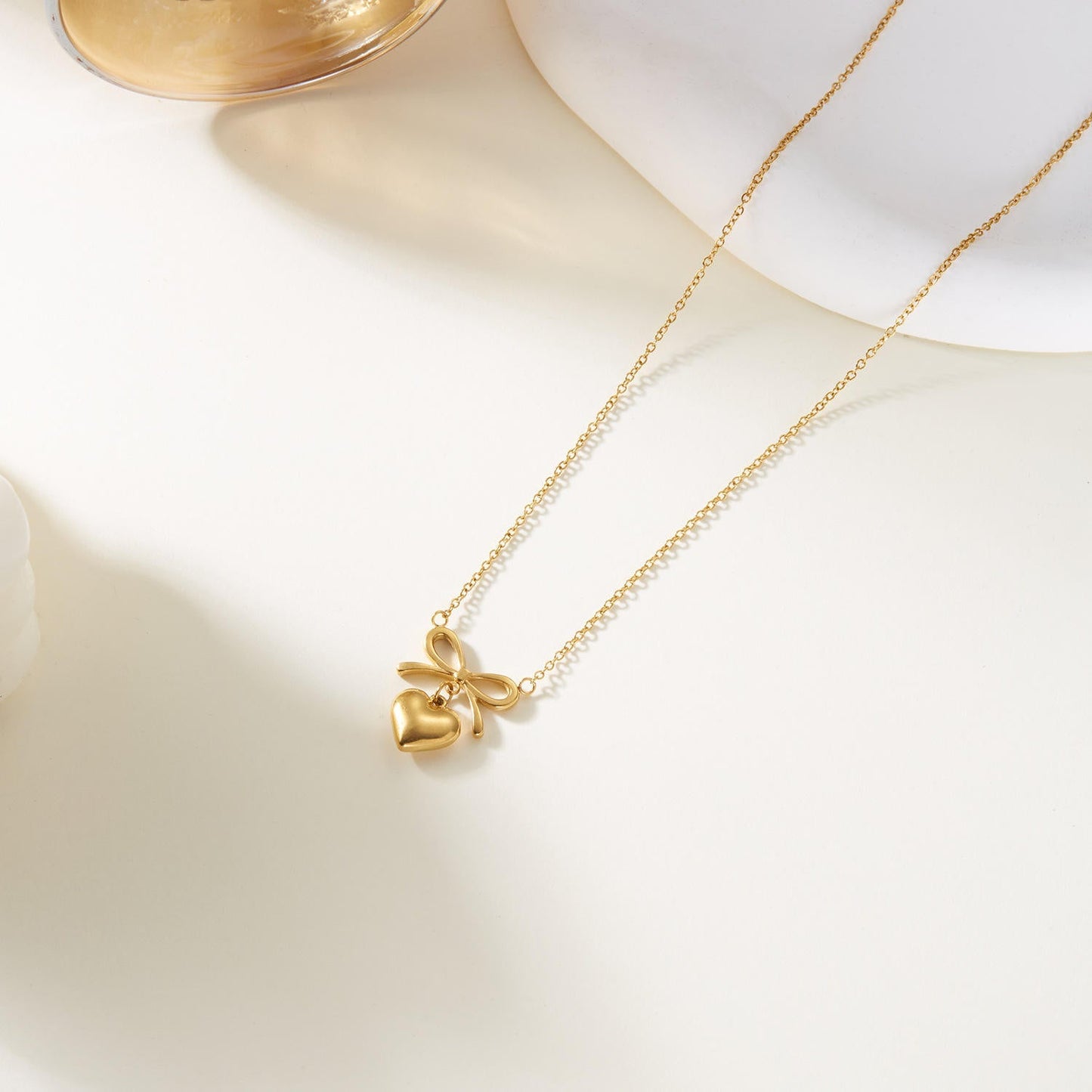 Bow Heart Pendant Necklace – Dainty Cute Pendant Jewelry Gift - Nithin's Garage