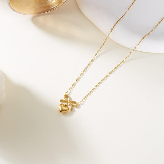 Bow Heart Pendant Necklace – Dainty Cute Pendant Jewelry Gift - Nithin's Garage