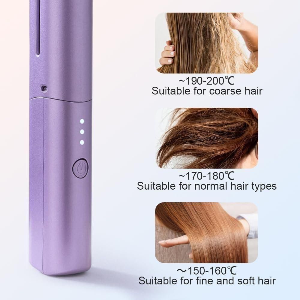 Meneflix Portable Mini Hair Straightener Cordless Rechargeable Mini Adjustable Hair Straightener Hot Comb - Nithin's Garage