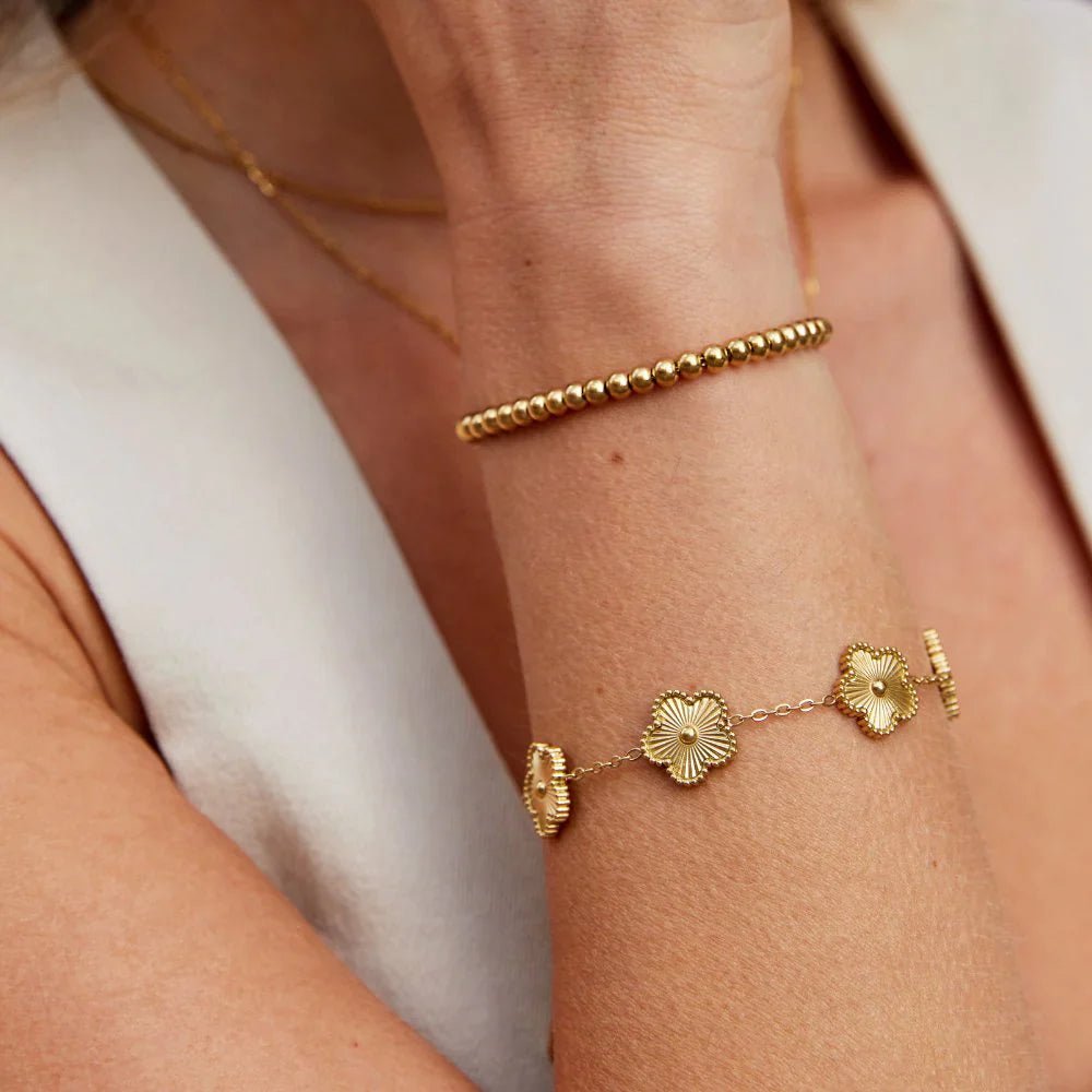 Golden Clover Flower Bracelet - Nithin's Garage