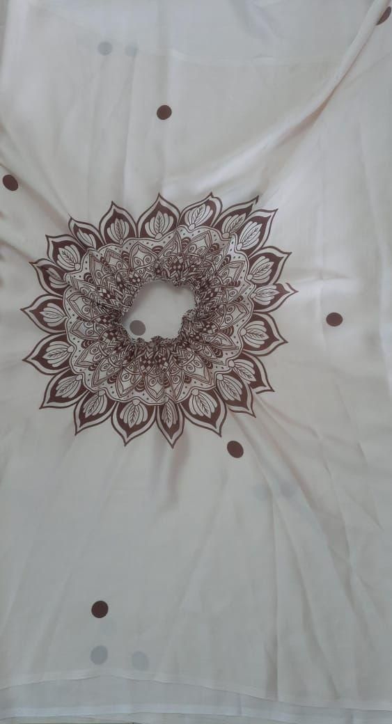 Satin Silk Printed Kaftan Saree With Unstitched Blouse - Nithin's Garage