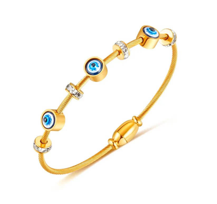 Golden Evil Eye Cable Bracelet - Nithin's Garage