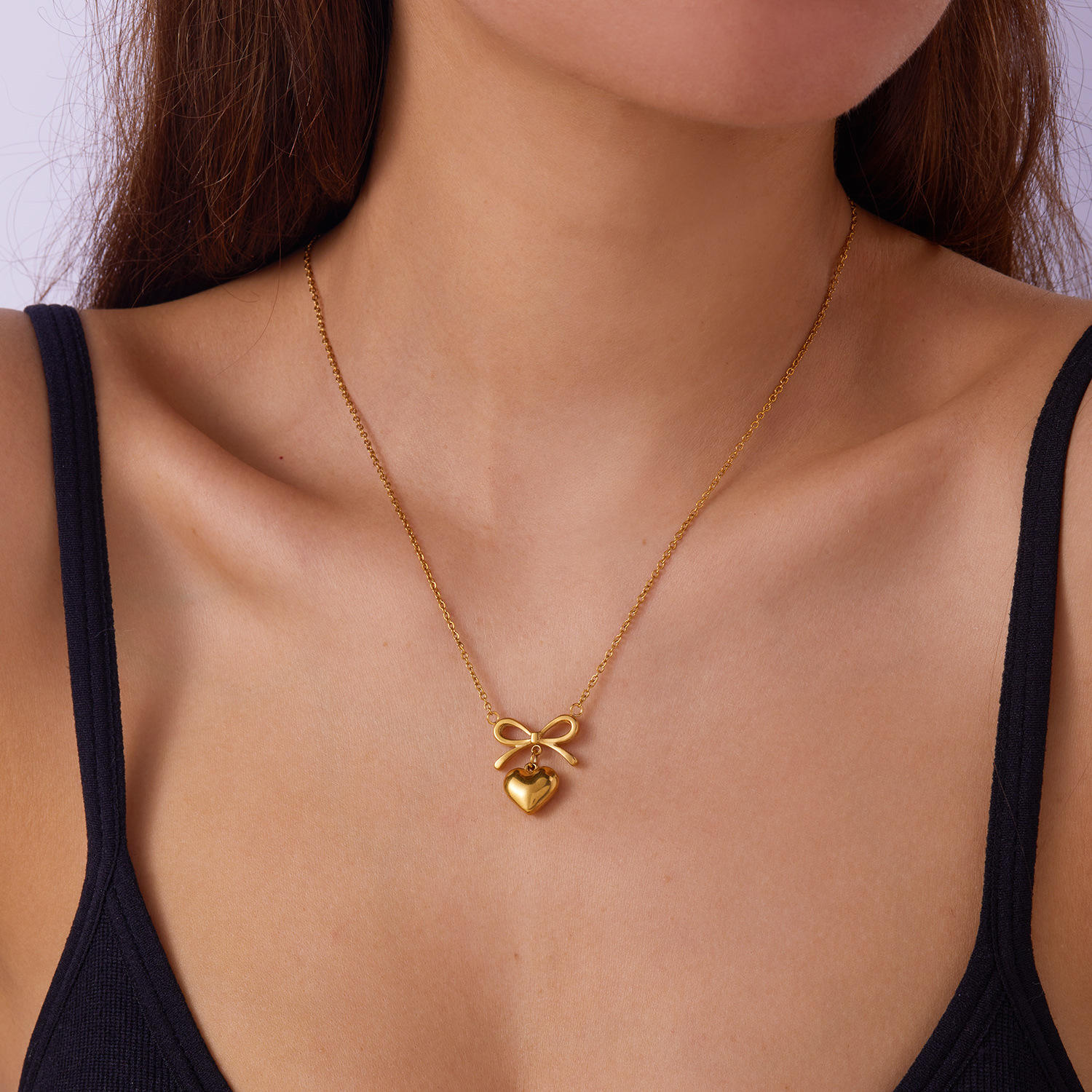 Bow Heart Pendant Necklace – Dainty Cute Pendant Jewelry Gift - Nithin's Garage