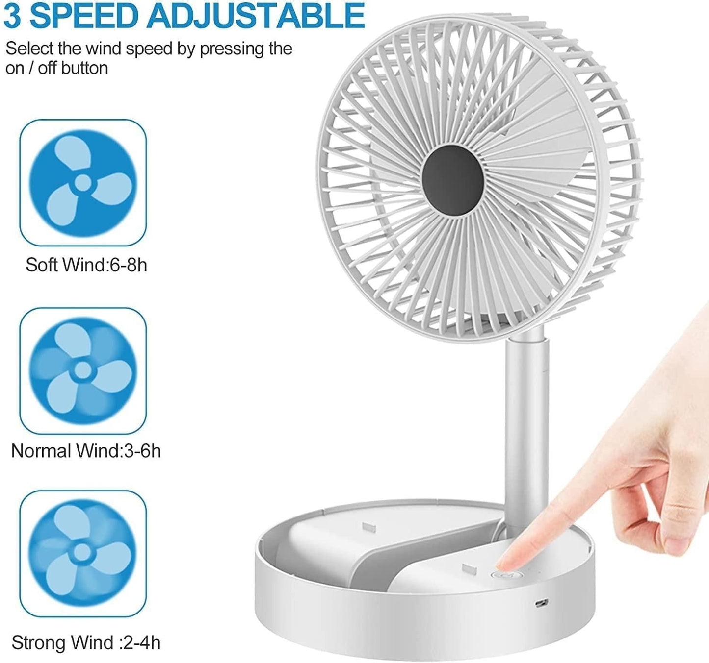 Powerful Rechargeable High Speed Table Desk Fan - Nithin's Garage