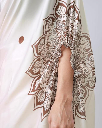 Satin Silk Printed Kaftan Saree With Unstitched Blouse - Nithin's Garage