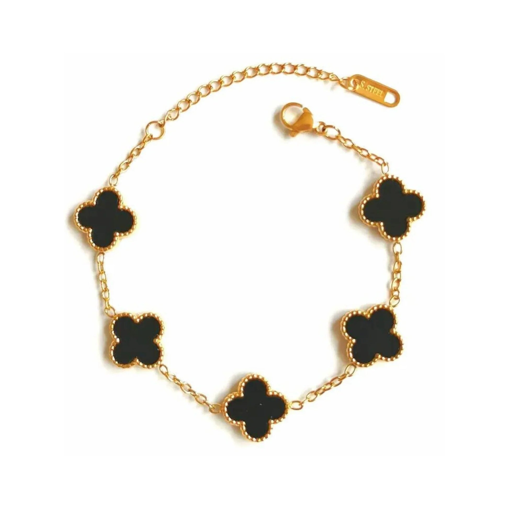 Black Four Leaf Clover Bracelet - Nithin's Garage